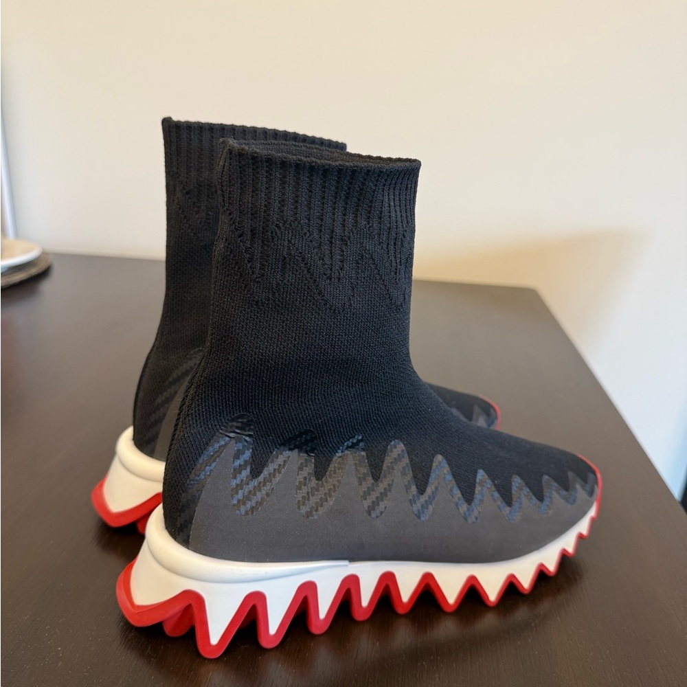 Christian Louboutin Black and Red Kids Sneakers